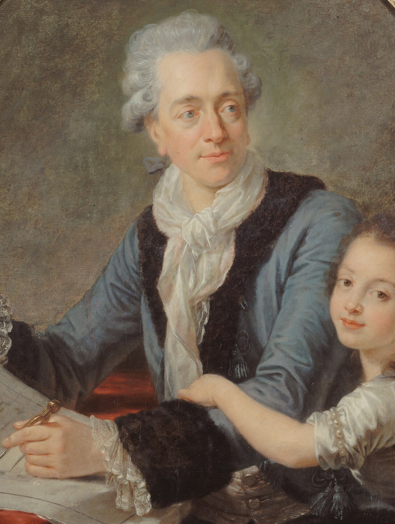 Portrait of Claude Nicolas Ledoux (1736-1806) with his daughter by Antoine-François Callet