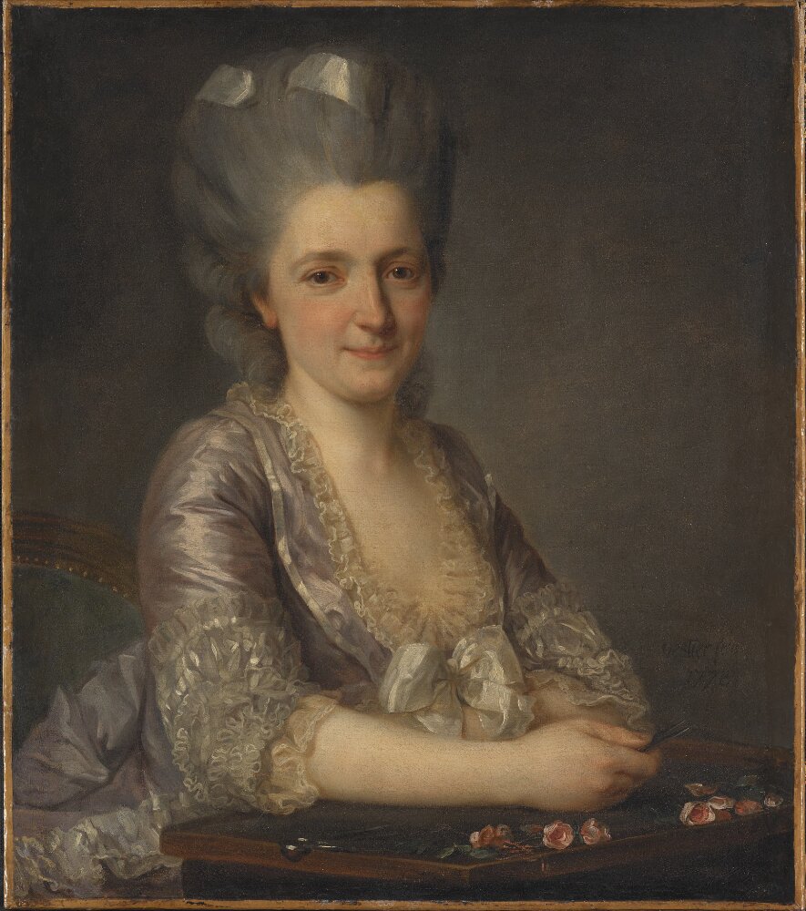 Dam i rosa klänning by Antoine Vestier