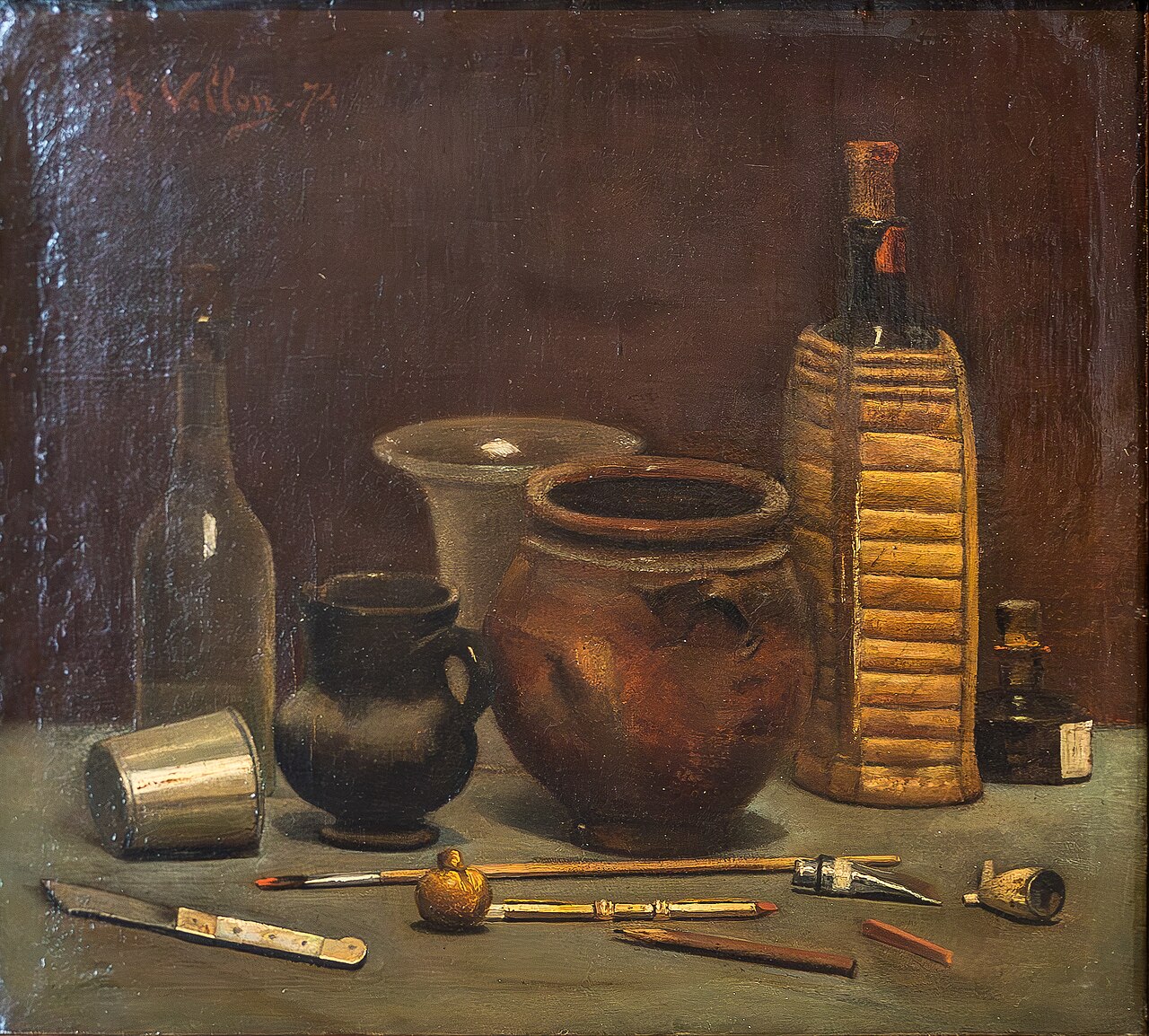 Still-life in the atelier by Antoine Vollon