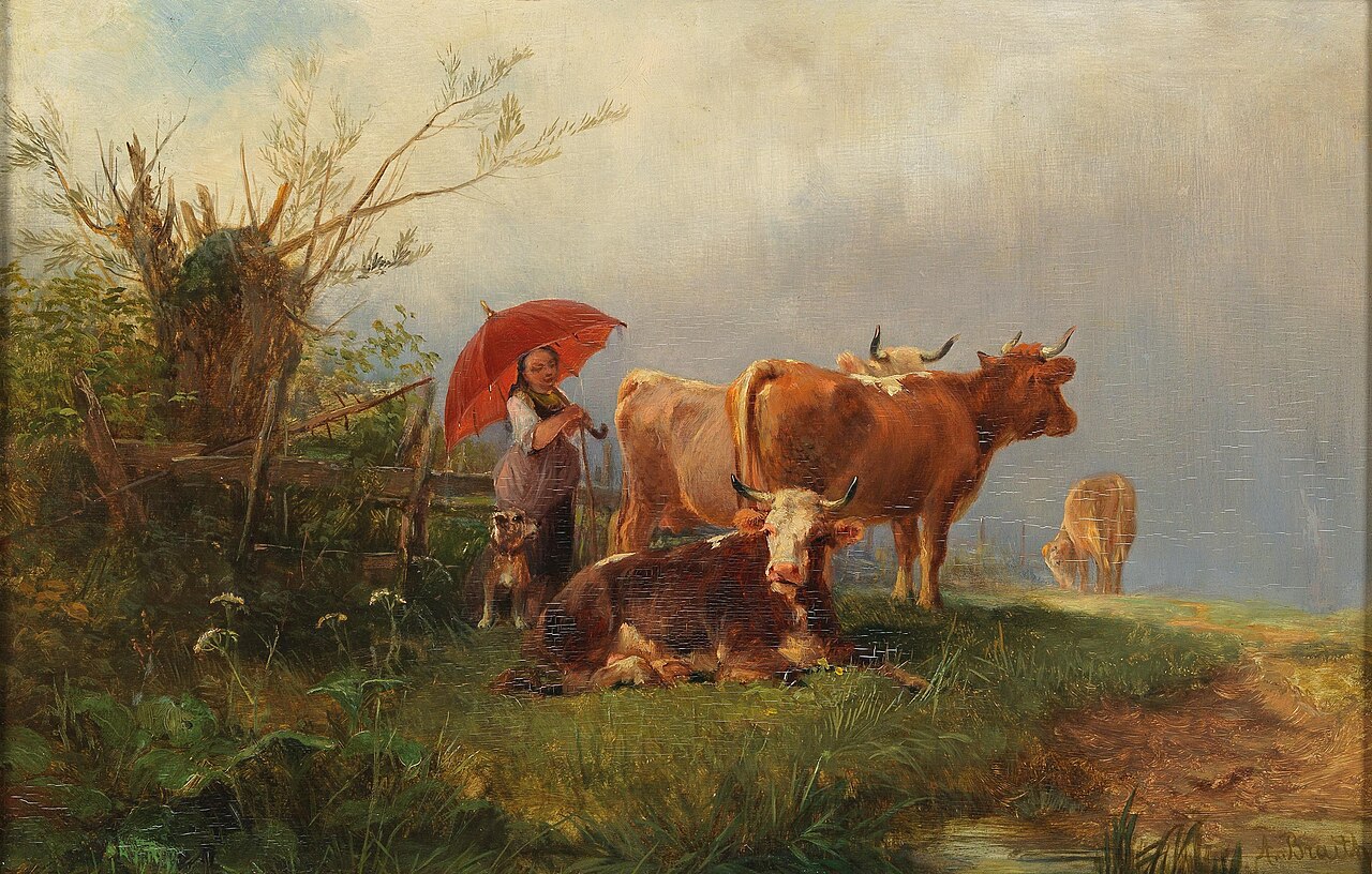 The Red Umbrella by Anton Braith