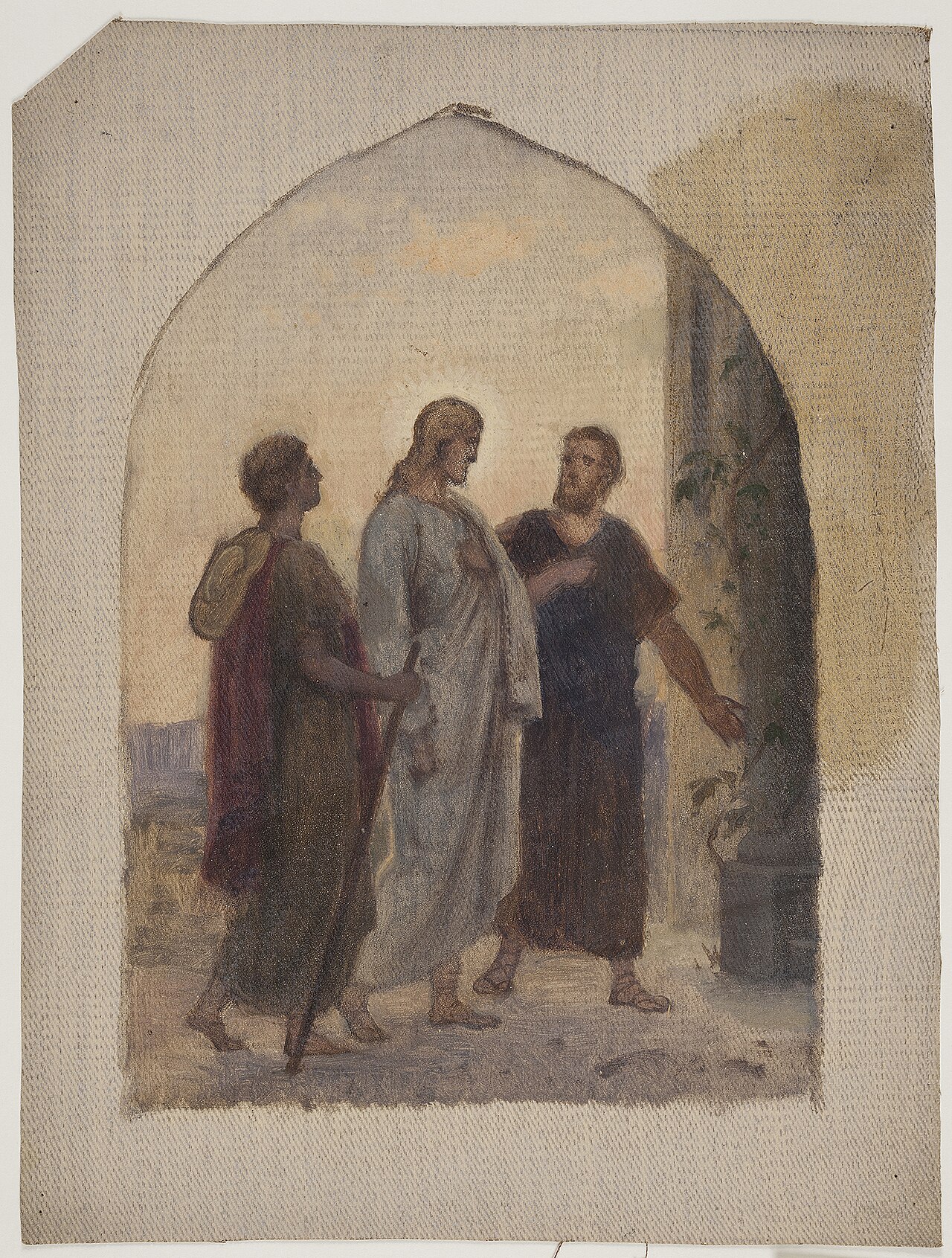 Oil sketch for the Road to Emmaus by Anton Dorph