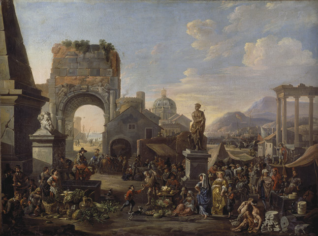 market between ancient ruins by Anton Goubau