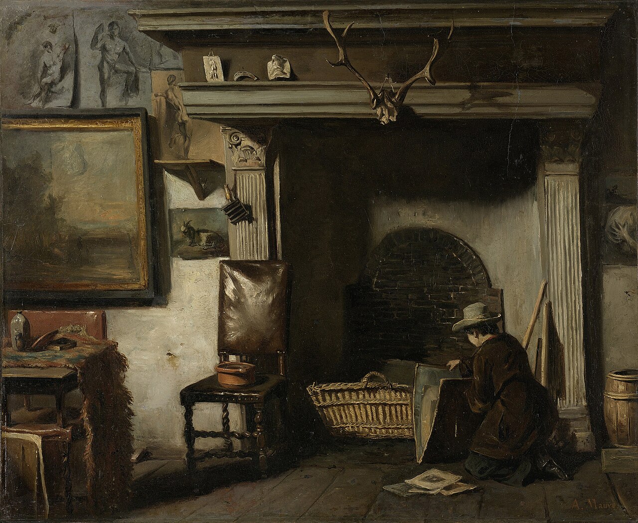The Studio of the Haarlem Painter Pieter Frederik van Os by Anton Mauve