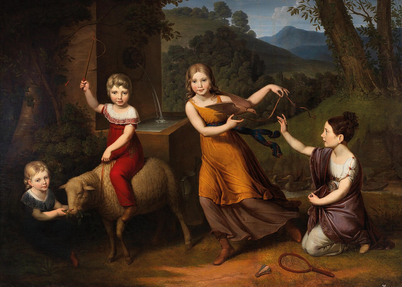 Playing children in the Park by Anton Petter
