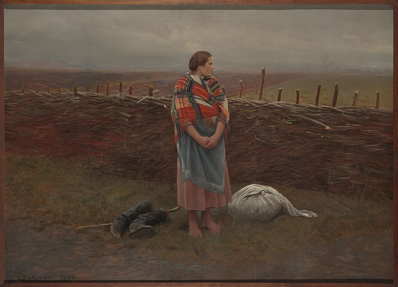 Homeless (Country girl at the fence). by Antoni Piotrowski