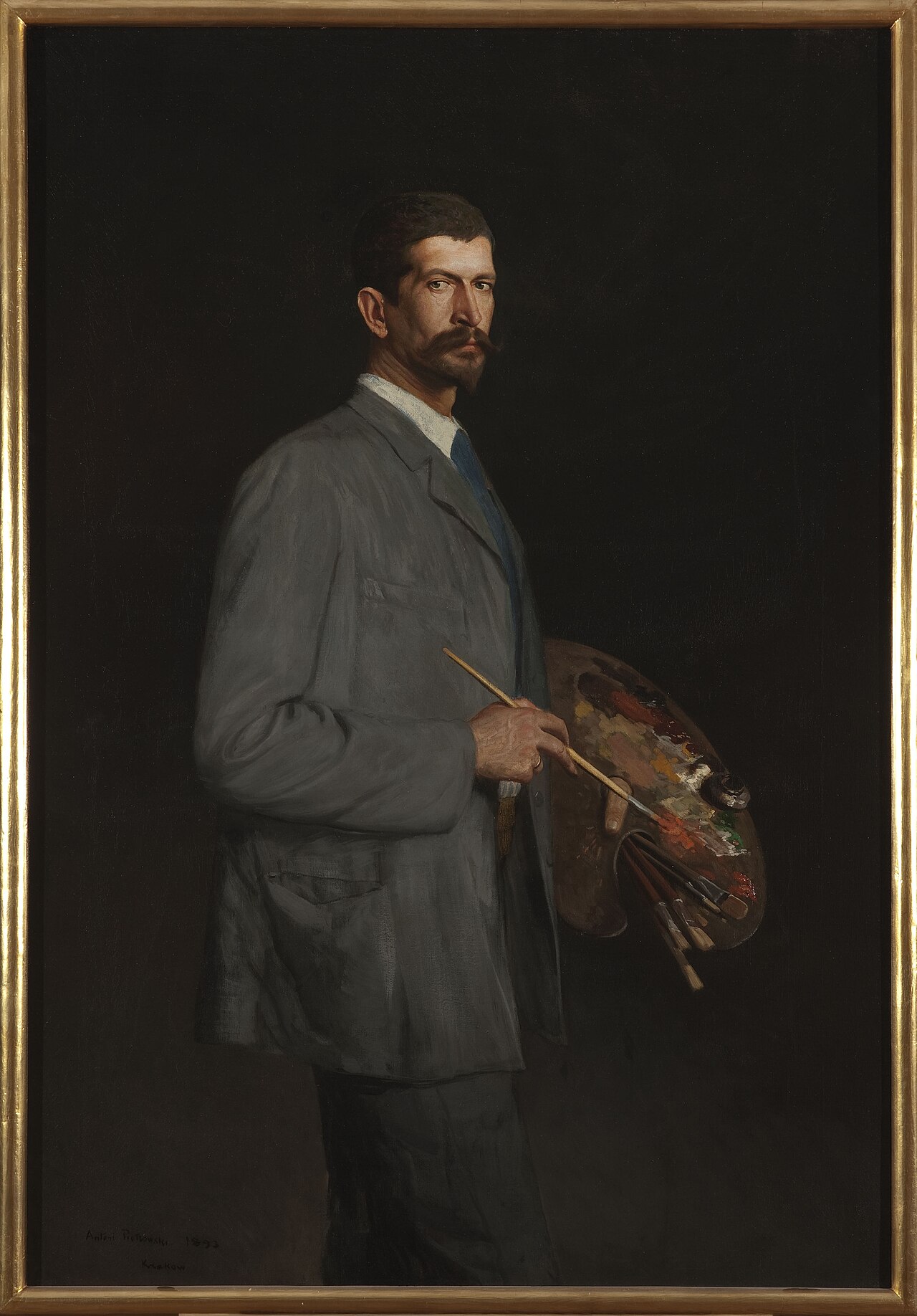 Self-portrait with a palette by Antoni Piotrowski