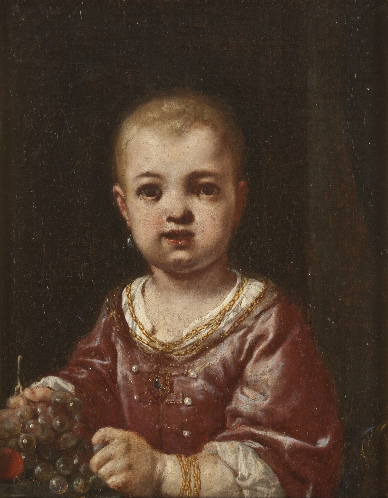 Girl Holding a Bunch of Grapes by Antonio Amorosi