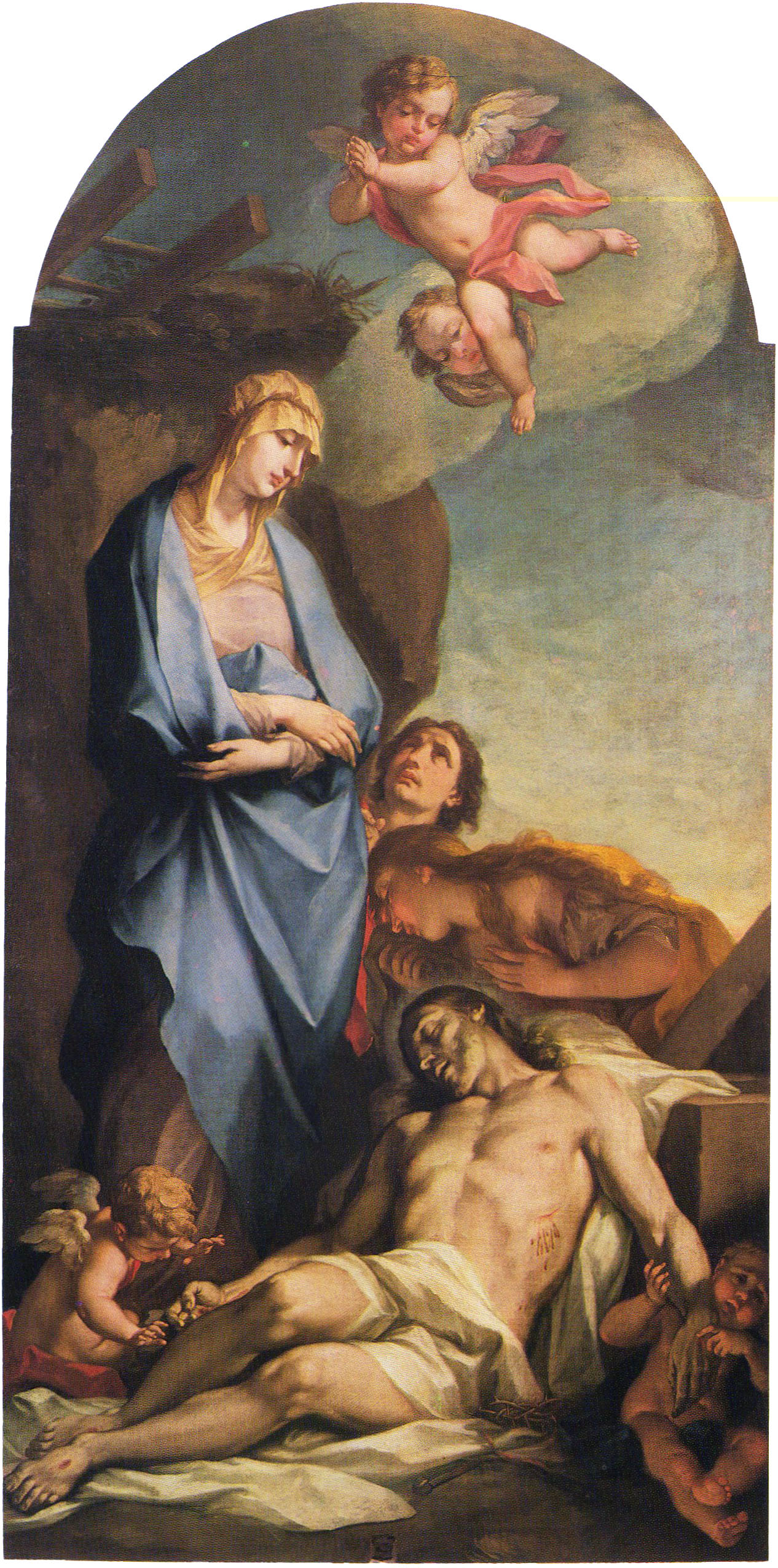 Mary weeps over the dead Christ by Antonio Balestra