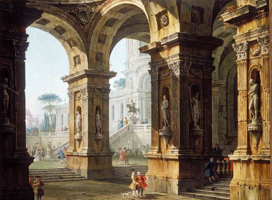 Capriccio with Elegant Figures by Antonio Joli