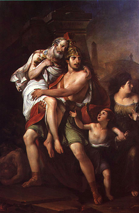 Aeneas saving his father anchises from the fire of trojan by António Manuel da Fonseca