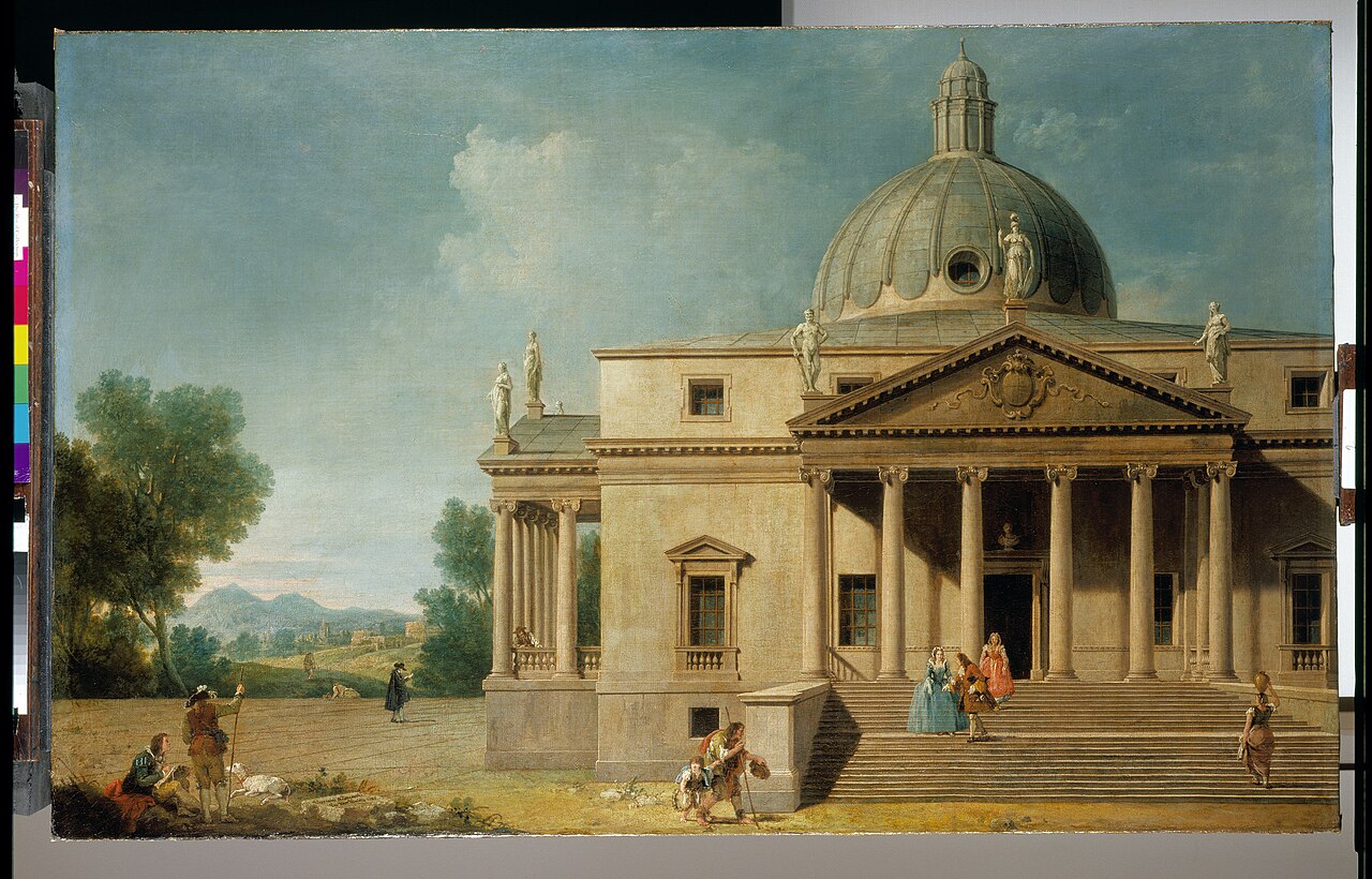 Capriccio with a View of Mereworth Castle, Kent by Antonio Visentini