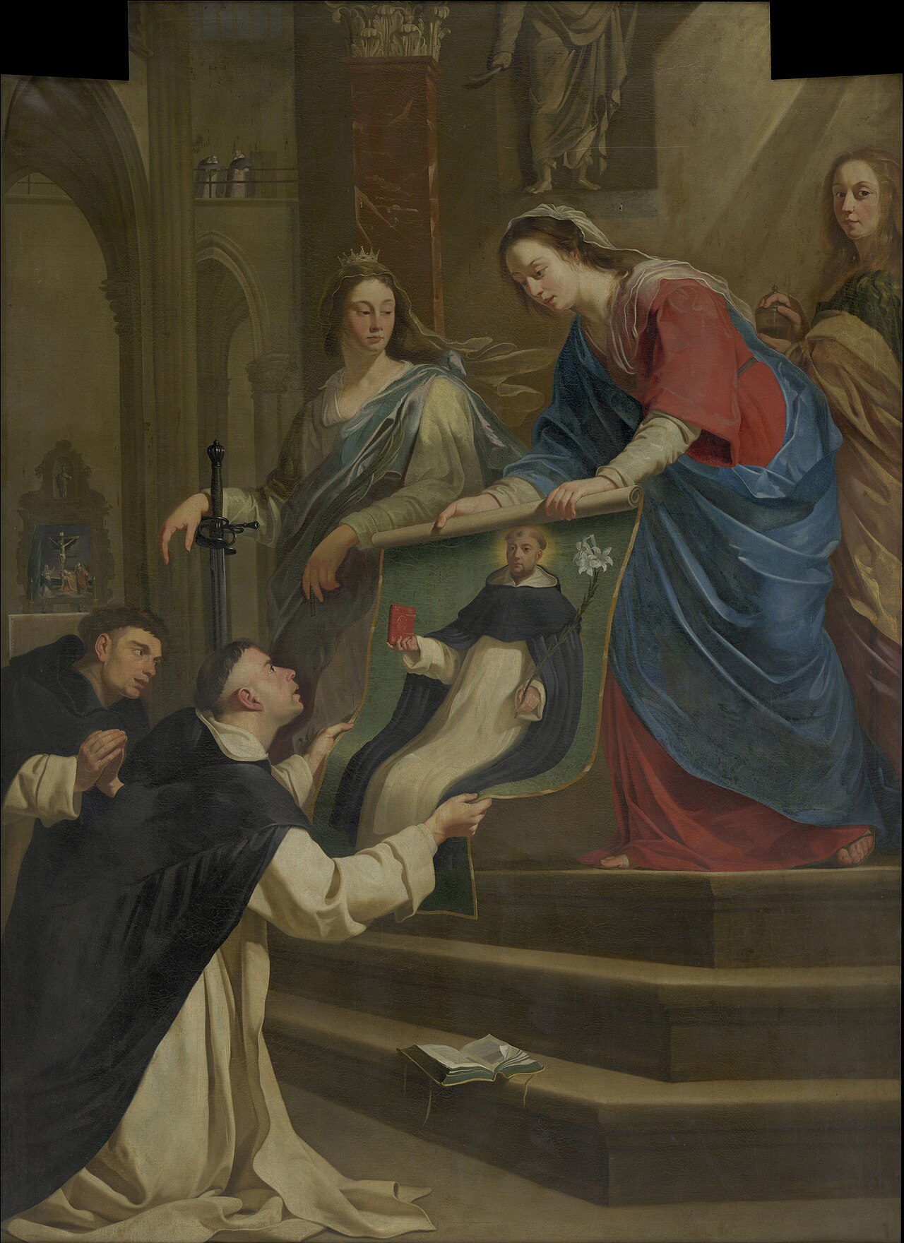 Mary donates the portrait of Saint Dominic to the warden of Soriano by Antoon van den Heuvel