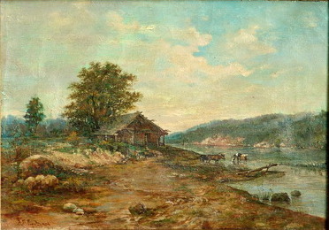 Landscape with a house by the river by Apollinary Goravsky