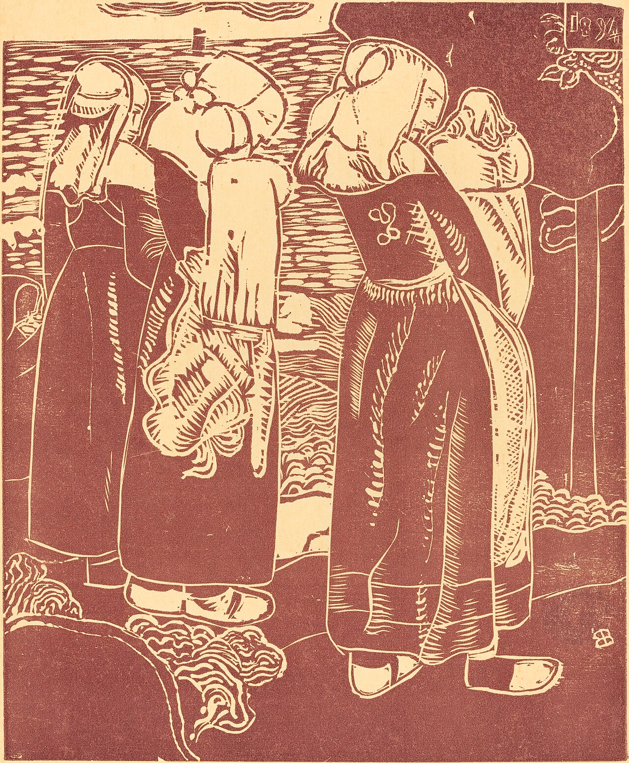 Three Breton Women with Infants by Armand Seguin