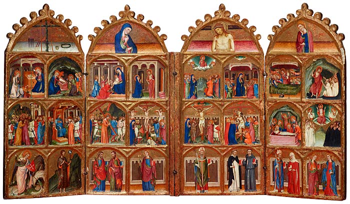 Polyptych with Scenes from the Life of Christ, the Life of the Virgin, and Saints by Arnau Bassa