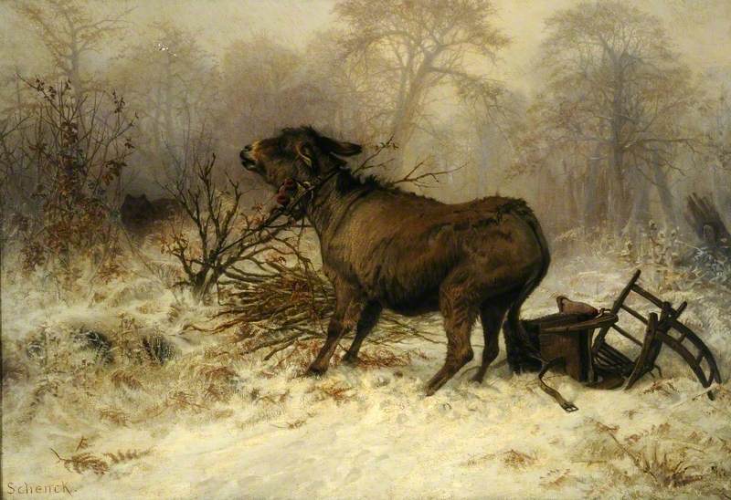 Donkey Surprised by a Wolf by August Friedrich Schenk