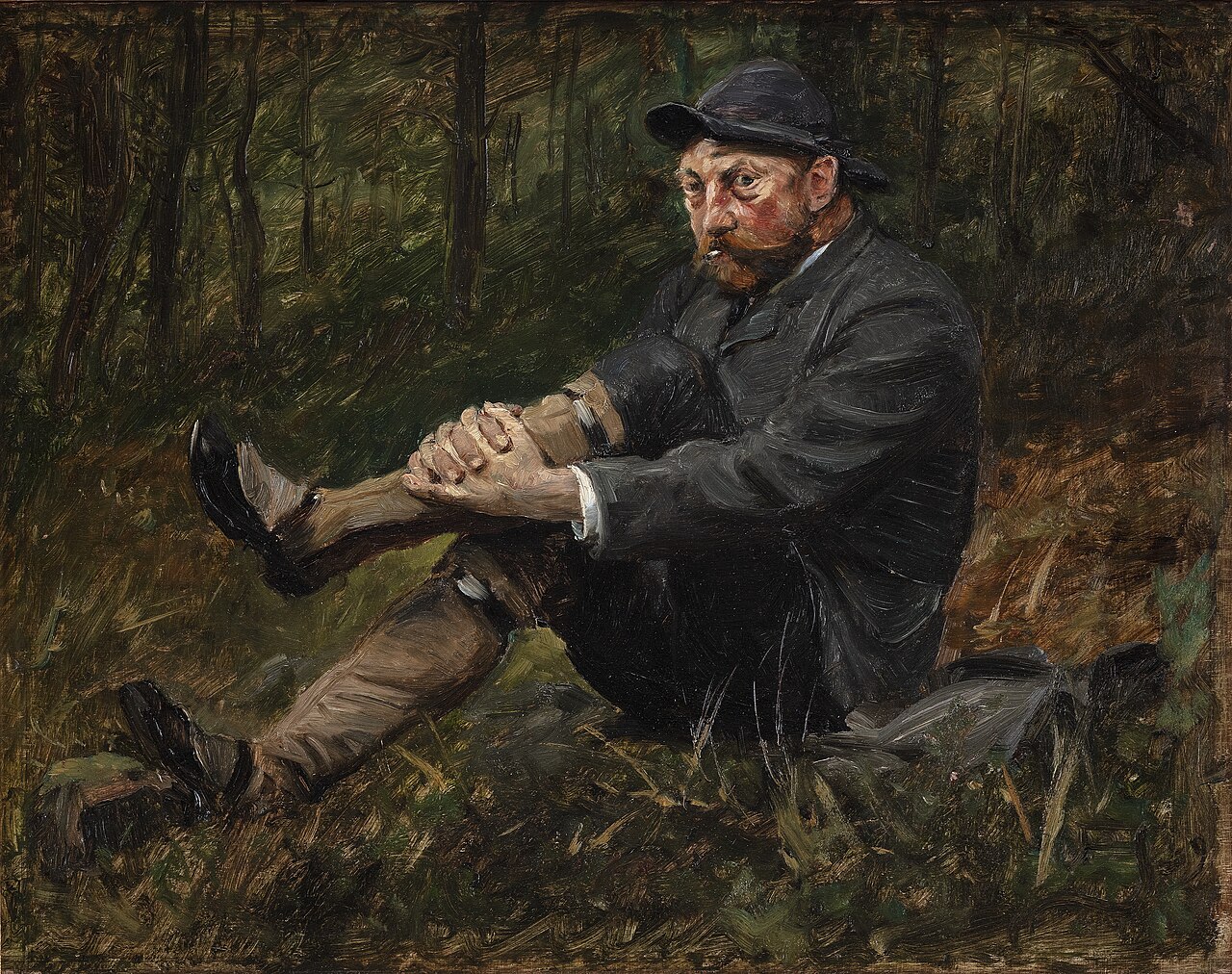 Arkitekten Thorvald Bindesbøll i en granskov på Kullen by August Jerndorff