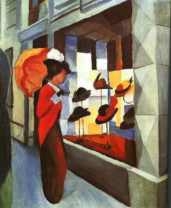 Mode: Woman with Parasol in front of Milliner's Shop by August Macke