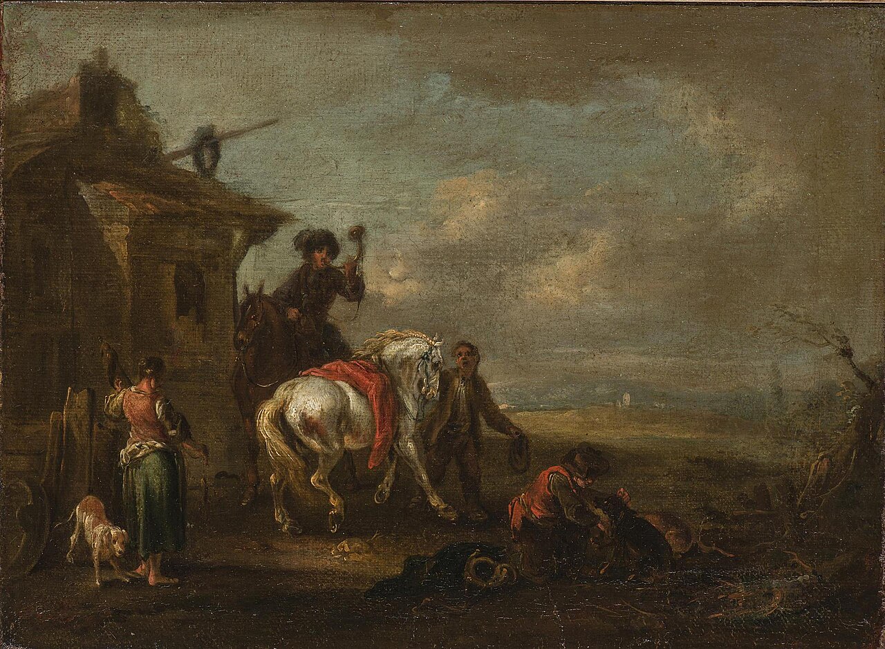 Hunters by a Tavern by August Querfurt