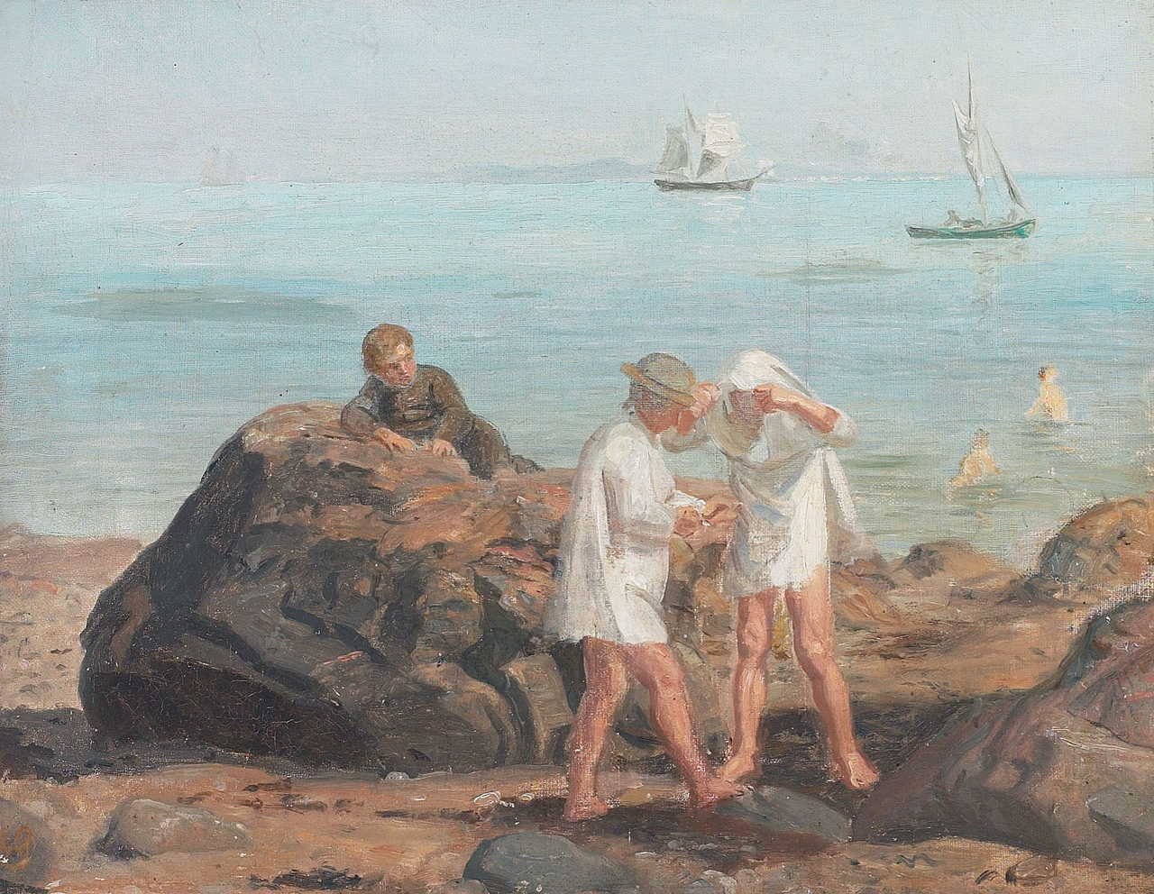 Bathing boys. by August Schiøtt