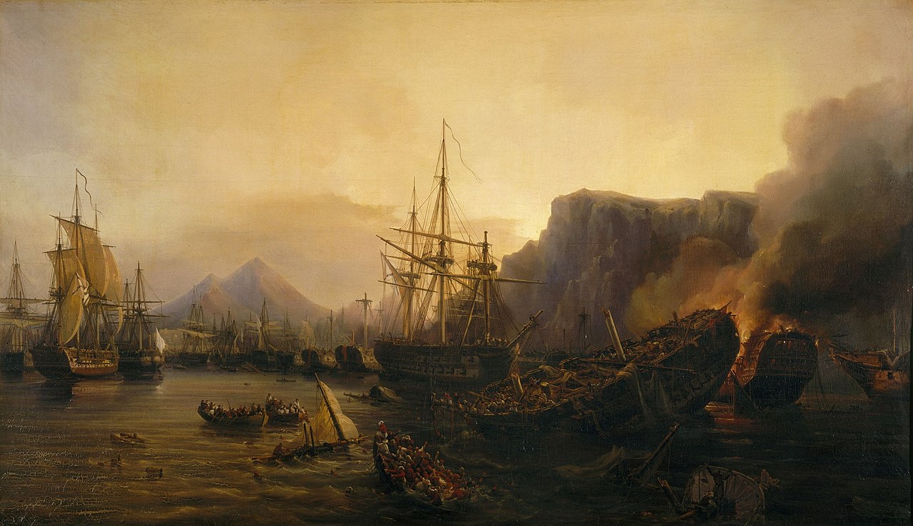 Evening of the Battle of Navarino by Auguste Étienne François Mayer