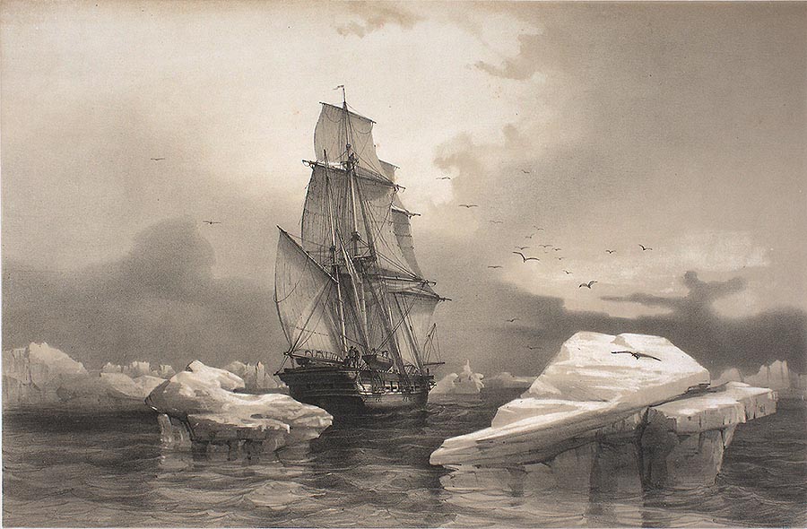 The French Corvette "La Recherche" Close to Bear Island, Svalbard, August 7 1838 by Auguste Étienne François Mayer