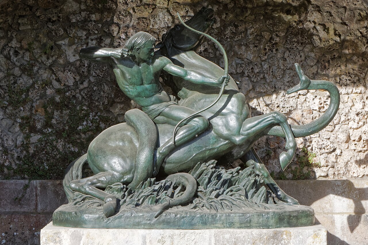 Indian hunter surprised by a boa by Auguste Ottin