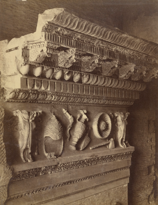Detail of the Architrave of the Temple of Vespatian, Roman Forum, Rome by Auguste-Rosalie Bisson