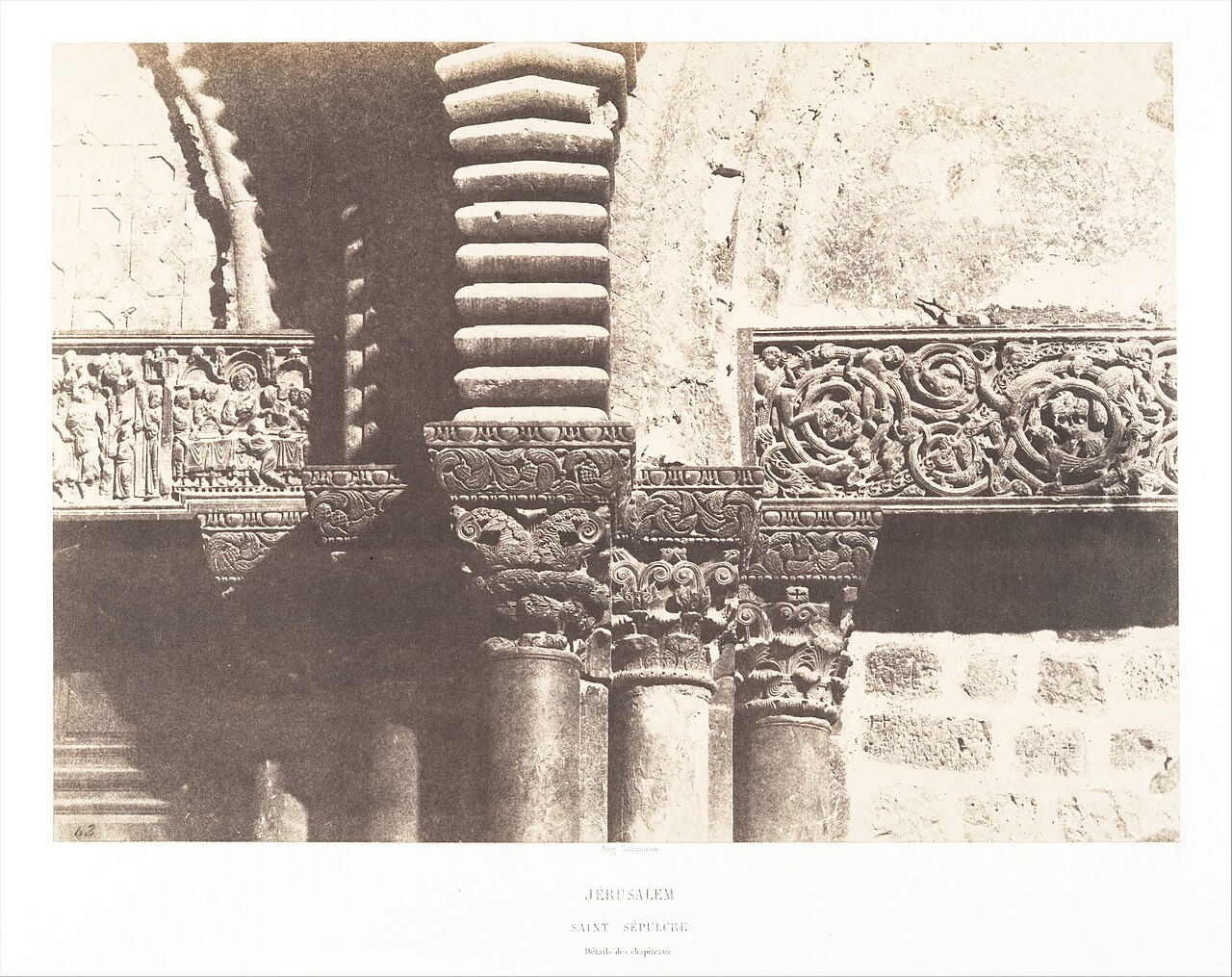 Jérusalem, Saint Sépulcre, détails des chapiteaux by Auguste Salzmann