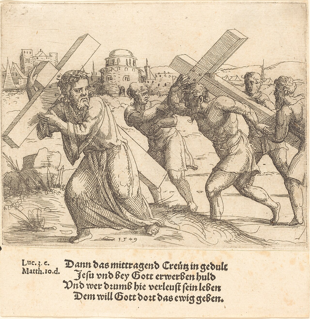 Man Carries the Cross after Christ by Augustin Hirschvogel