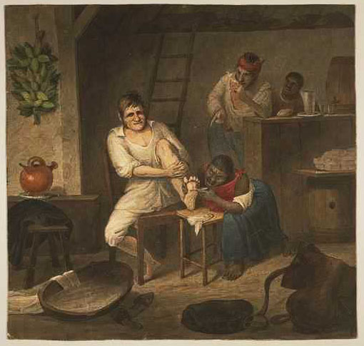 Extracting bicho-do-pé (foot worm) by Augustus Earle