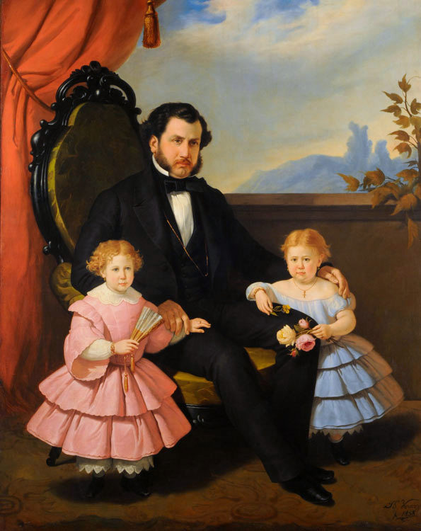 Portrait of a Man and children by Baldassare Verazzi