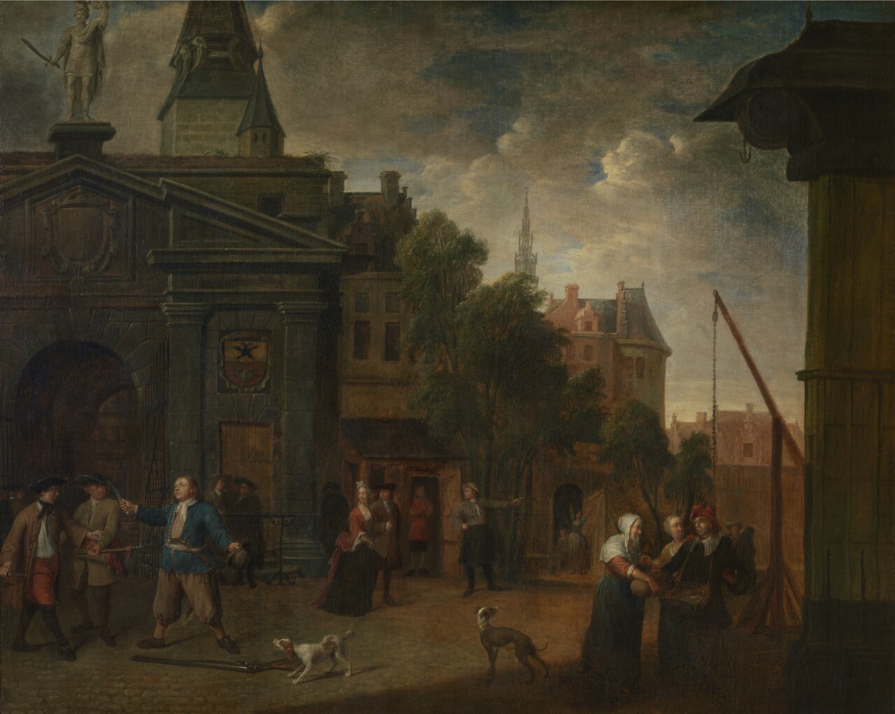 Street theatre on the Werf in Antwerp by Balthasar van den Bossche