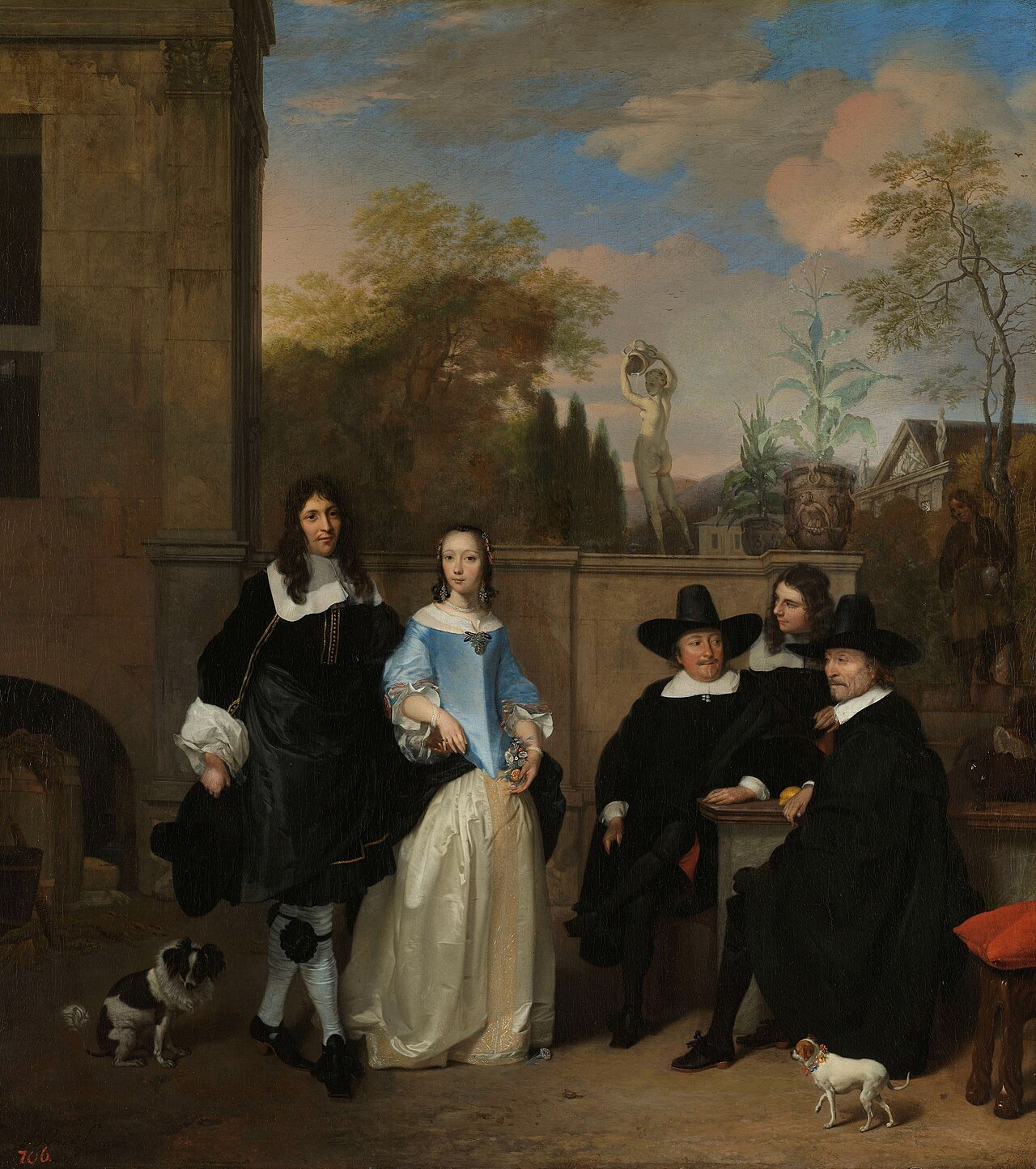 Company in a garden by Barend Graat