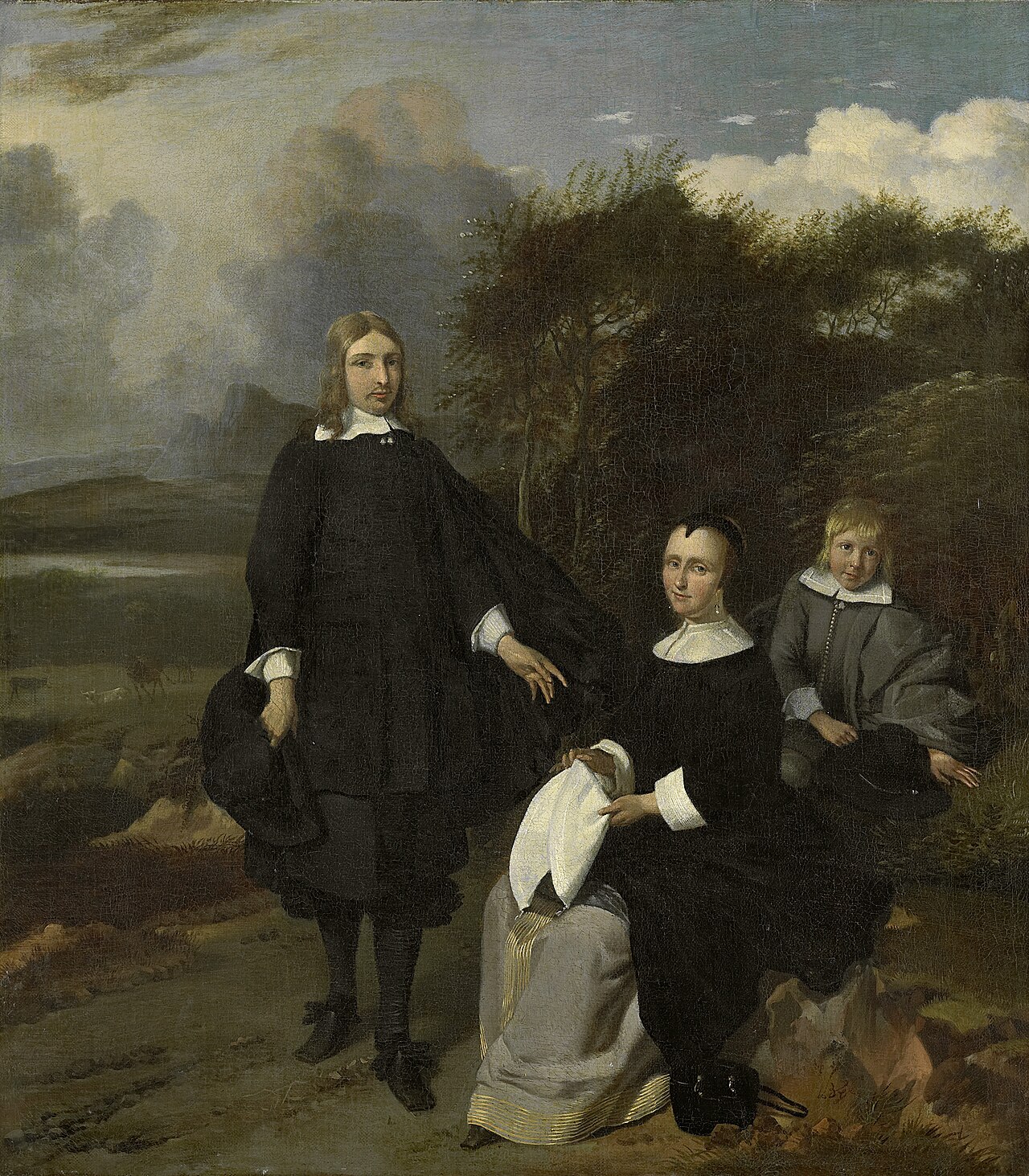 Family group in a landscape by Barend Graat