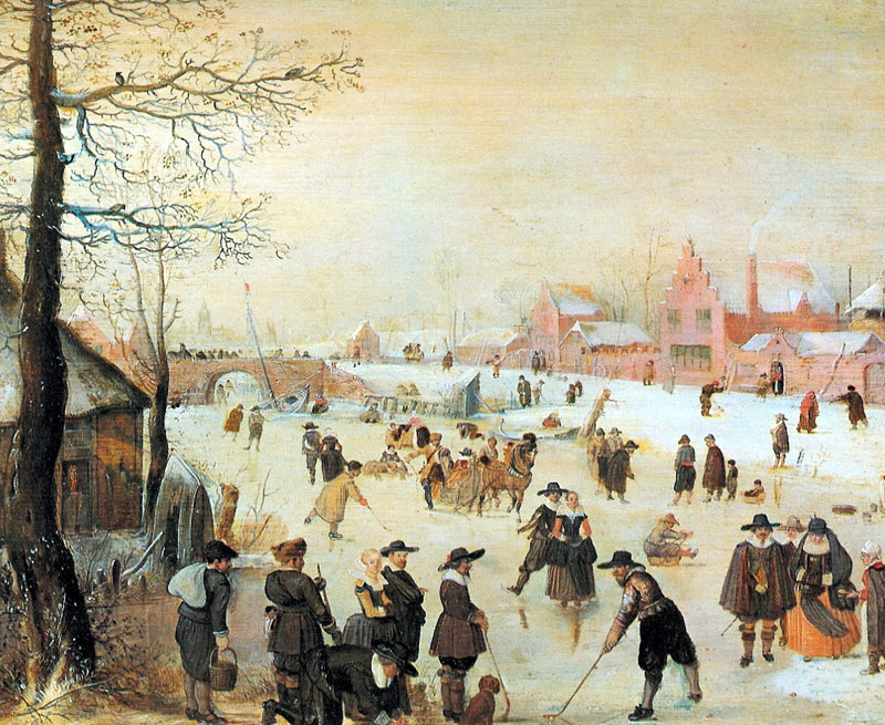 Skaters, Kolf players and Sledges on the Ice by Barent Avercamp