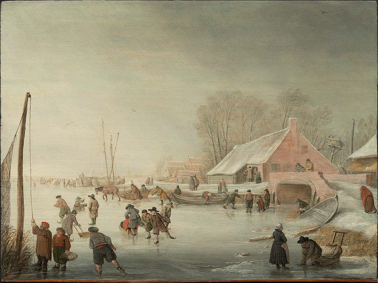 Skating on a Frozen River by Barent Avercamp