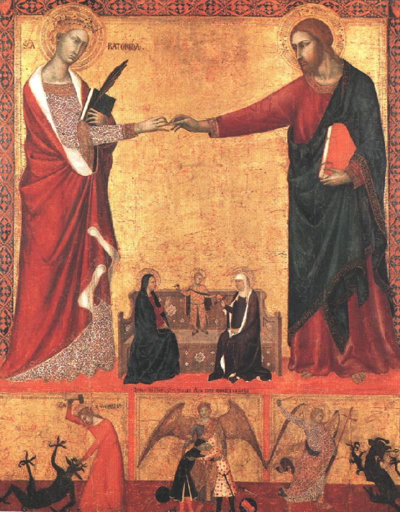 The Mystical Marriage of Saint Catherine by Barna da Siena