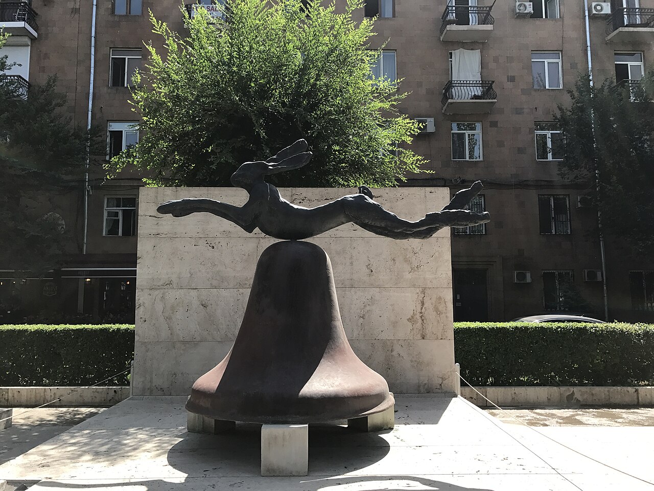 Hare on Bell on Portland Stone Piers by Barry Flanagan