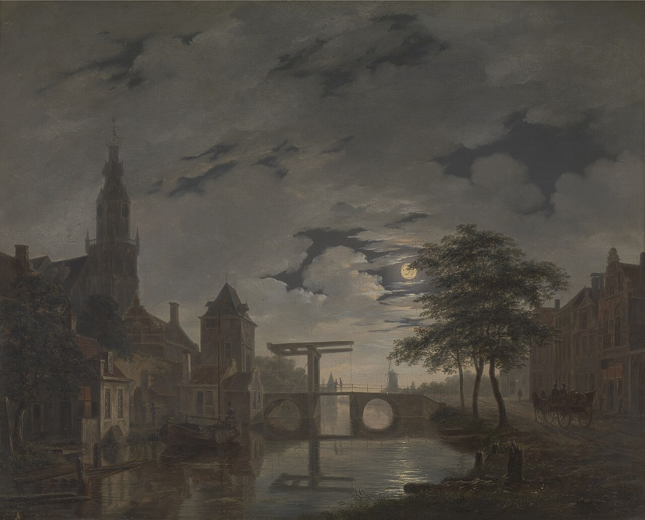 Dutch Town by Moonlight by Bartholomeus van Hove