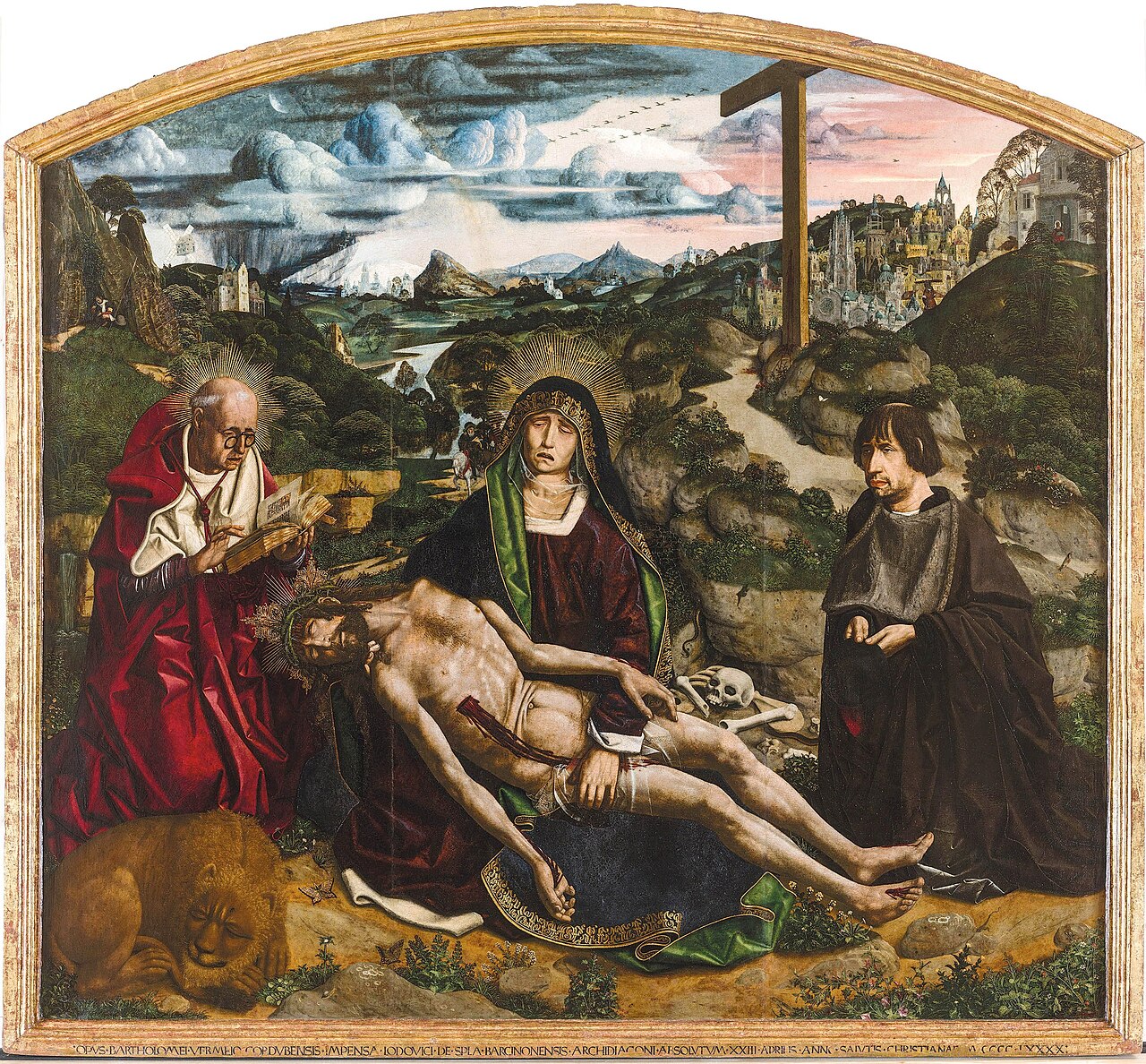 Piedad with Canon Lluís Desplà by Bartolomé Bermejo