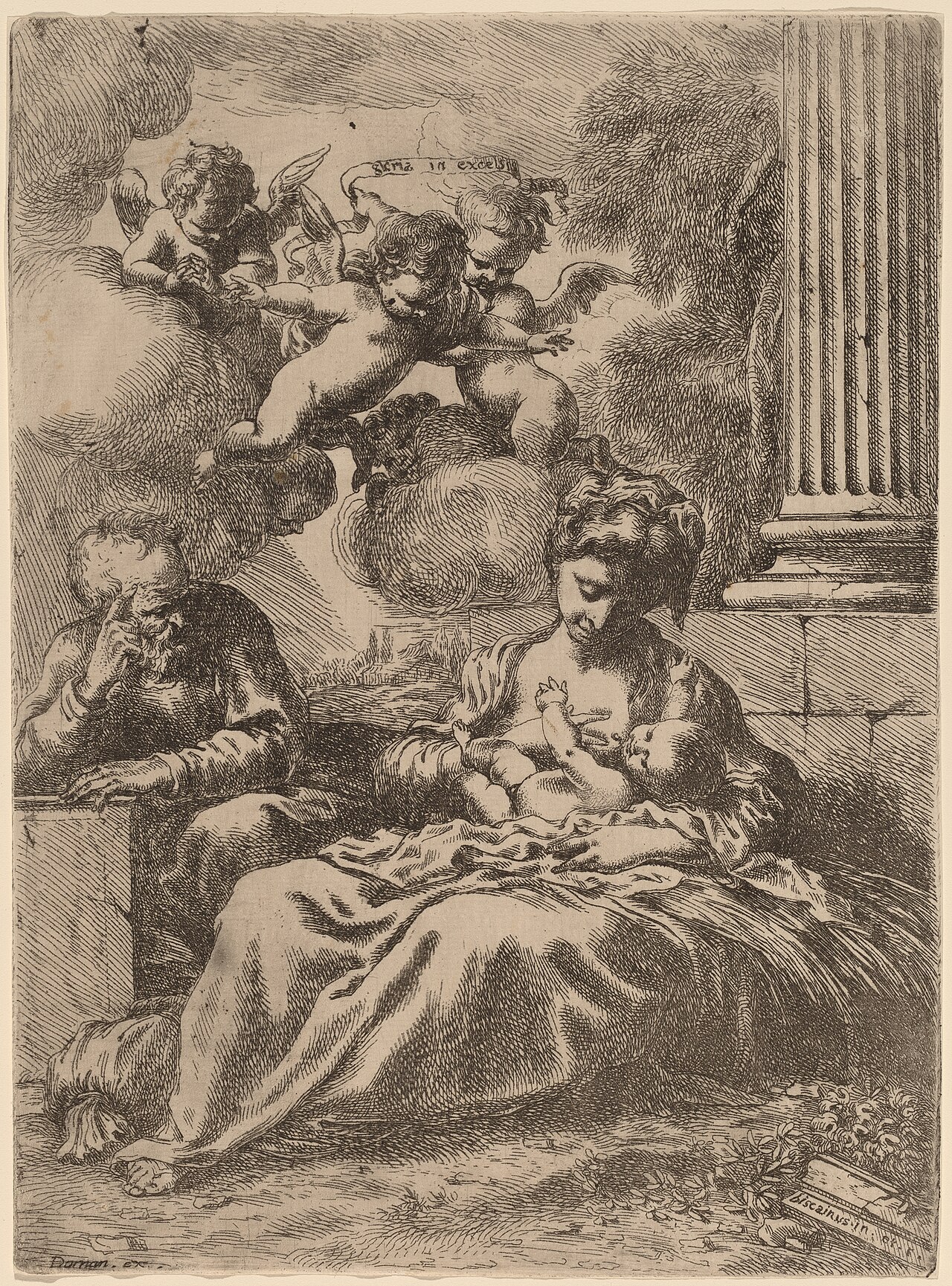 The Holy Family by a Column by Bartolomeo Biscaino