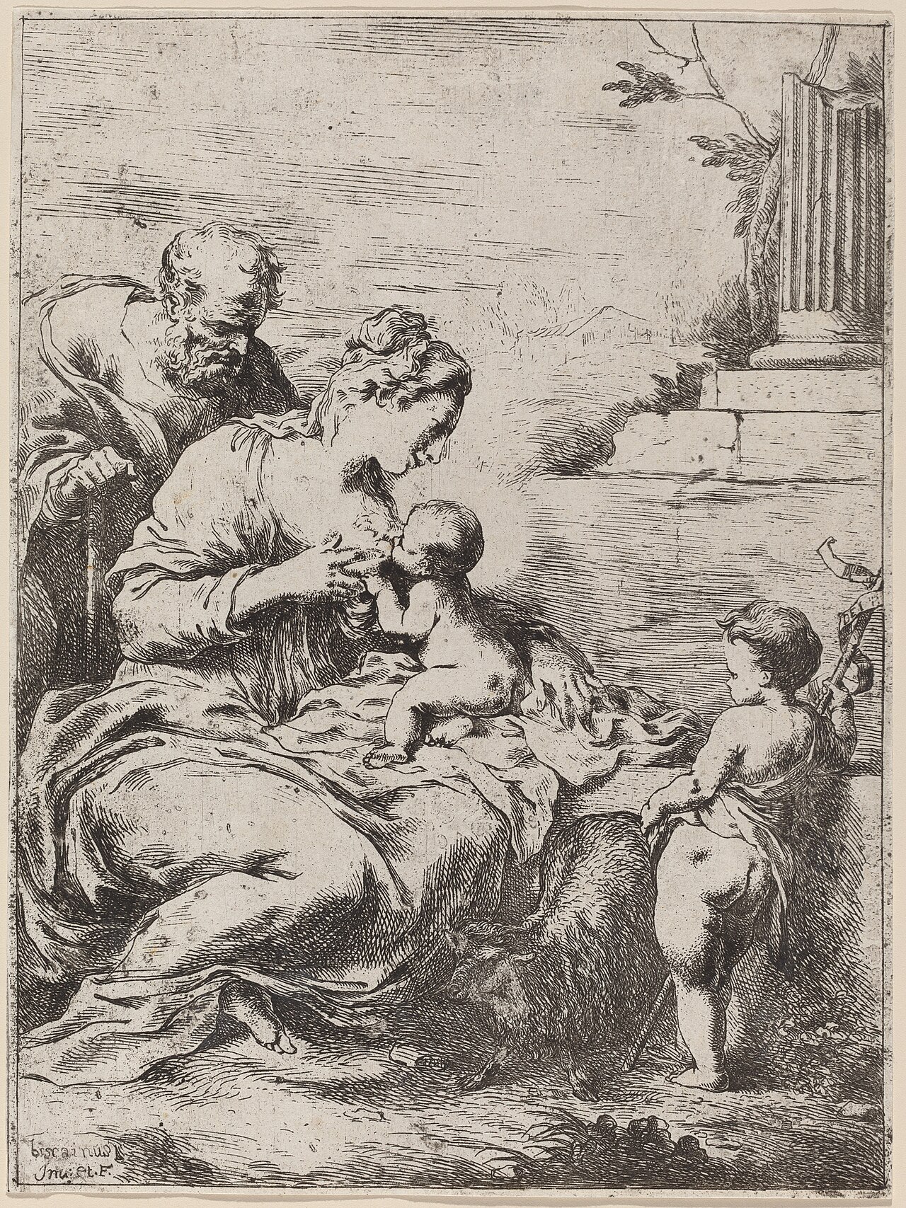 The Holy Family with Saint John by Bartolomeo Biscaino