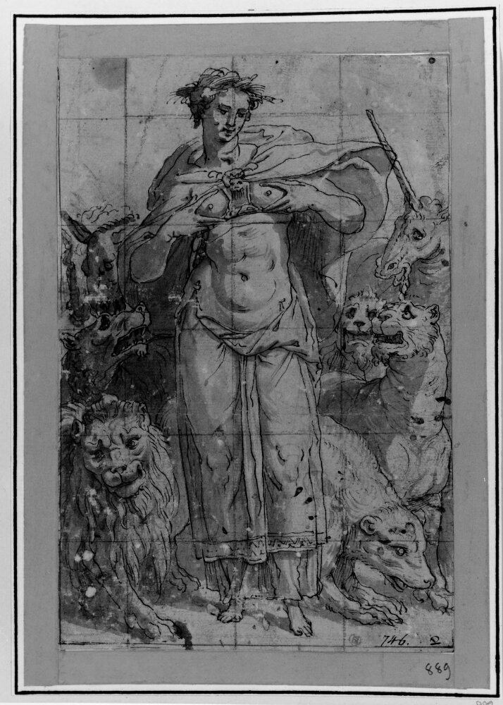 Abundance (or Nature) surrounded by animals by Bartolomeo Cesi