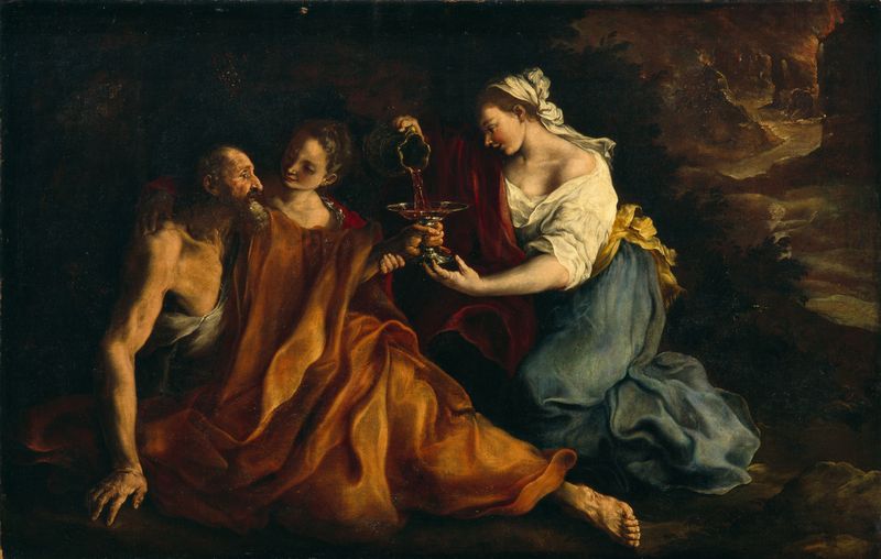 Lot with his daughters by Bartolomeo Guidobono