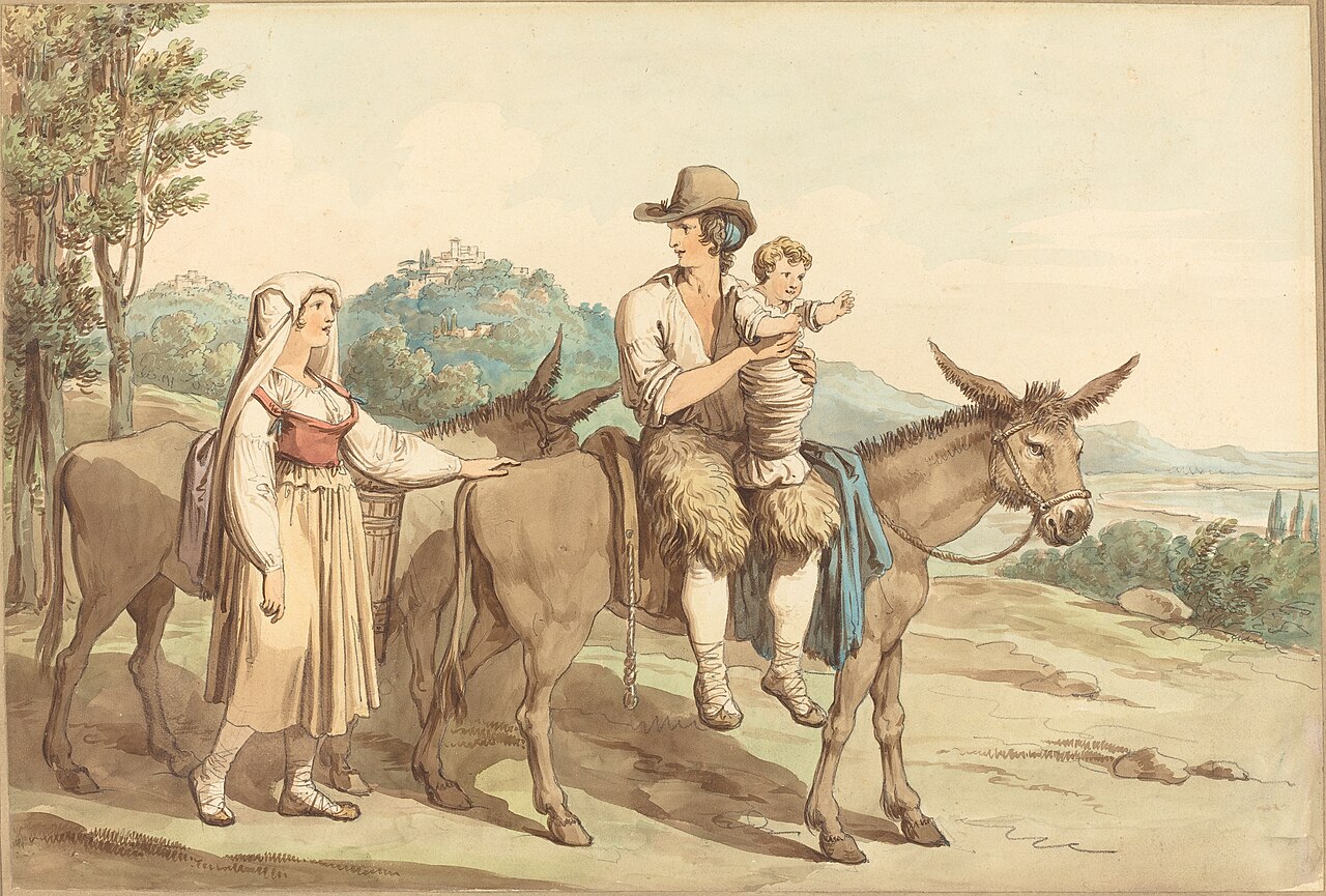 A Peasant Family and Two Donkeys by Bartolomeo Pinelli