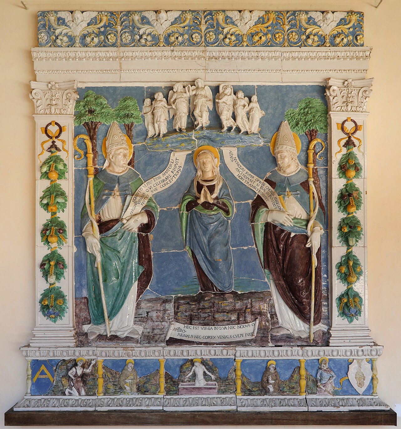 Madonna of the immaculate conception between angels and Saints by Benedetto Buglioni