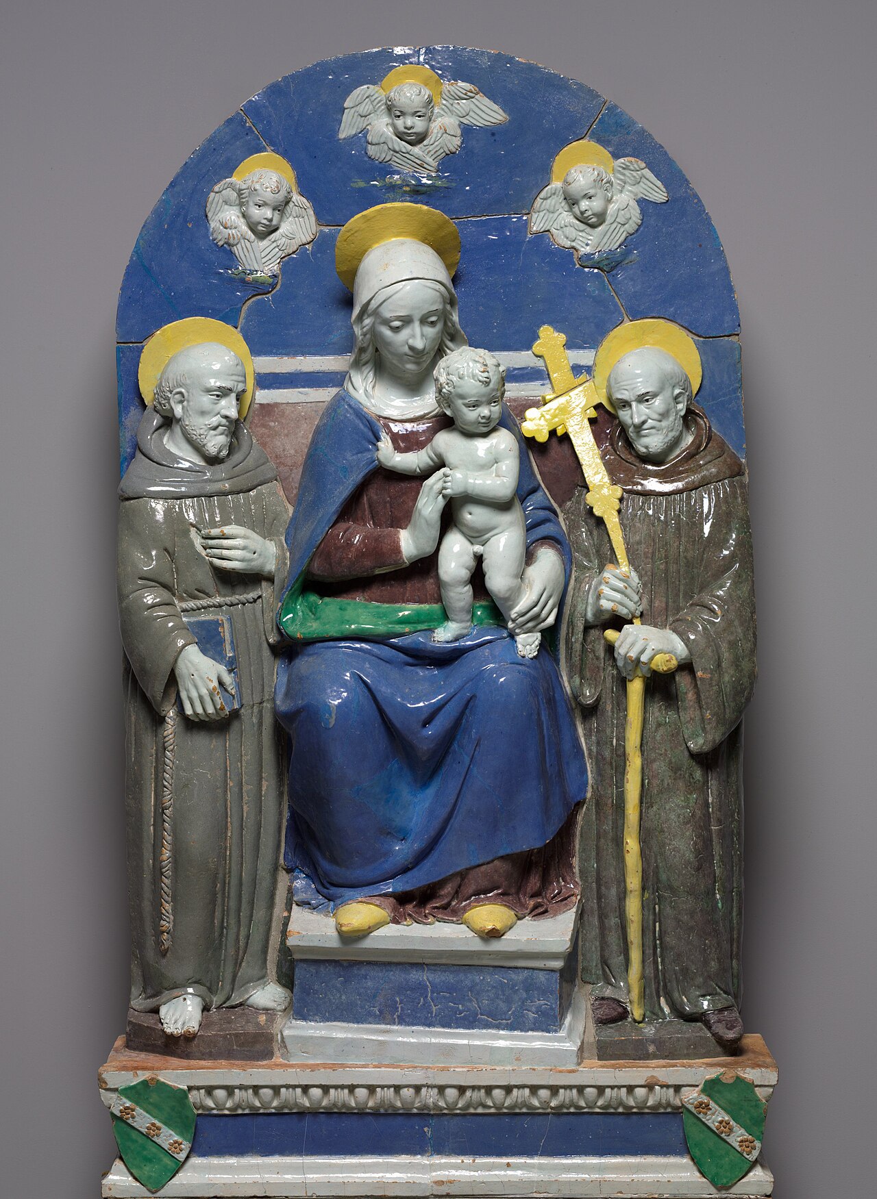 Virgin and Child Enthroned with Saints Francis and Giovanni Gualberto by Benedetto Buglioni