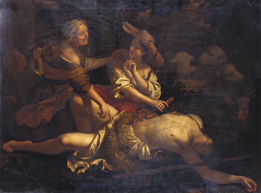 A Sleeping Shepherd Discovered by Two Women by Benedetto Gennari II