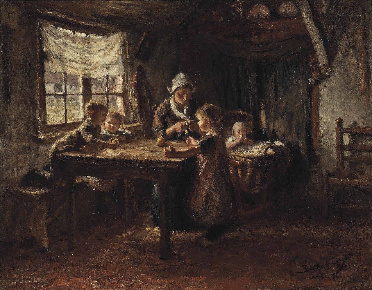 The mid-day snack / Eating apples by Bernard Blommers